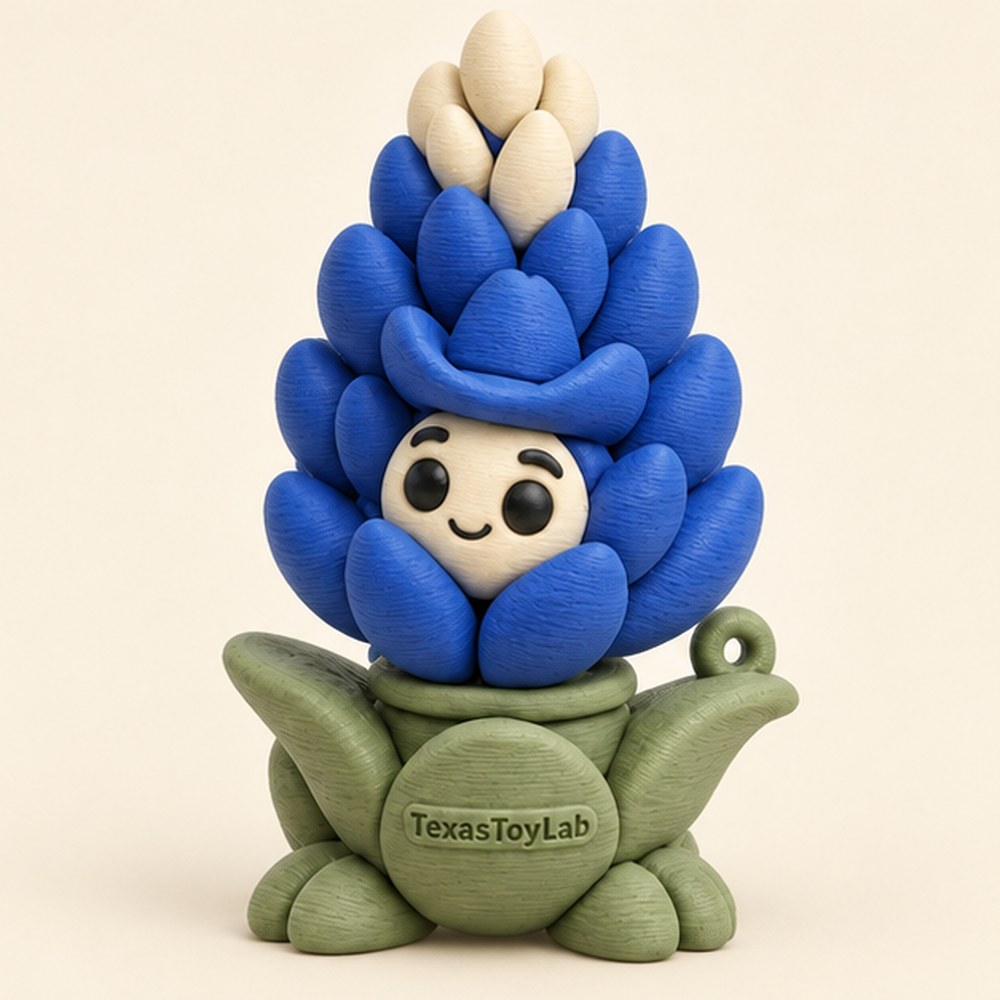 Blue the Bluebonnet Buddy, new design concept (AI-generated concept art, not a photo)