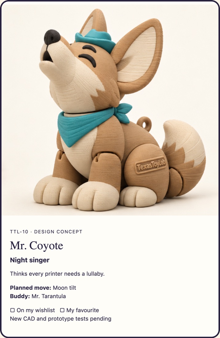 Mr. Coyote adoption card (concept art)