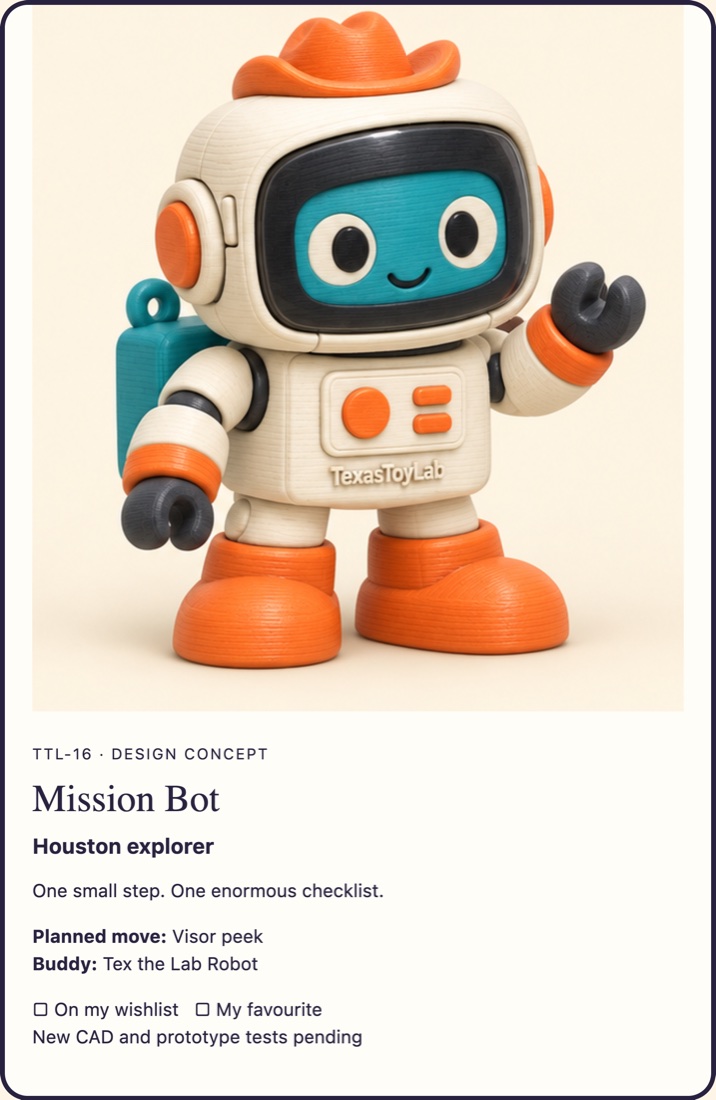 Mission Bot adoption card (concept art)