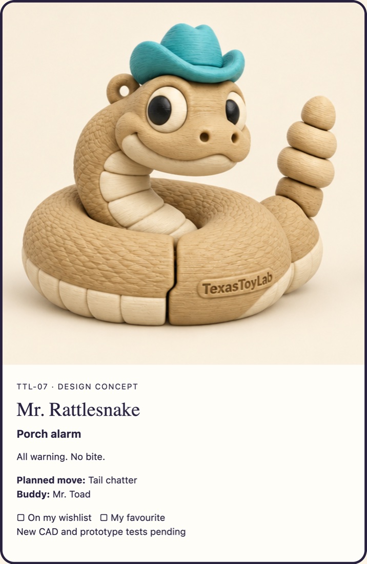 Mr. Rattlesnake adoption card (concept art)