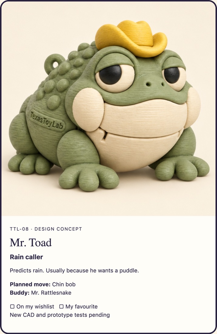 Mr. Toad adoption card (concept art)
