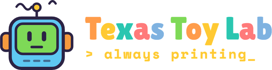 Texas Toy Lab logo, dark background version