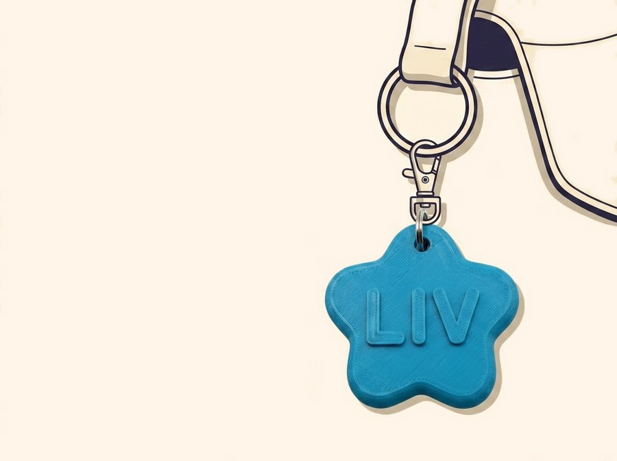 Personalized name keychain, a one-piece 3D printed name tag from Texas Toy Lab