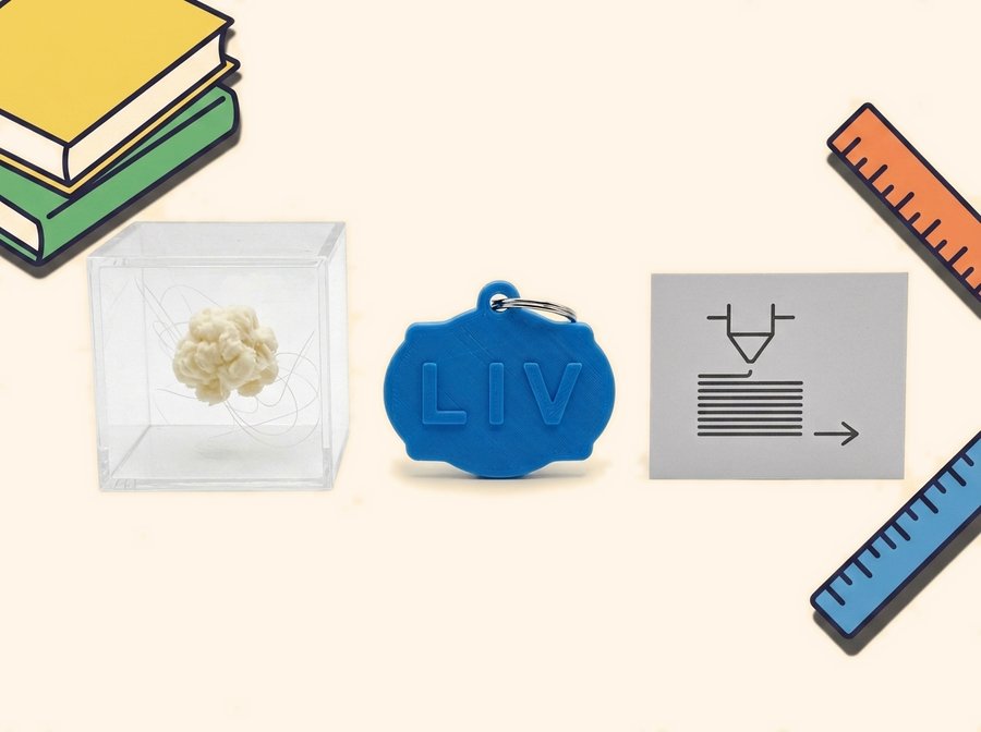 STEM Starter Kit contents: a Genuine Printer Poop specimen, a personalized name keychain, and an explainer card